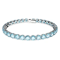 Matrix Tennis bracelet, Round cut, Blue, Rhodium plated by SWAROVSKI