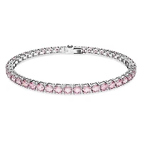 Matrix Tennis bracelet, Round cut, Pink, Rhodium plated by SWAROVSKI