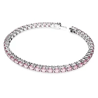 Matrix Tennis bracelet, Round cut, Pink, Rhodium plated by SWAROVSKI