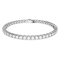 Matrix Tennis bracelet, Round cut, White, Rhodium plated by SWAROVSKI
