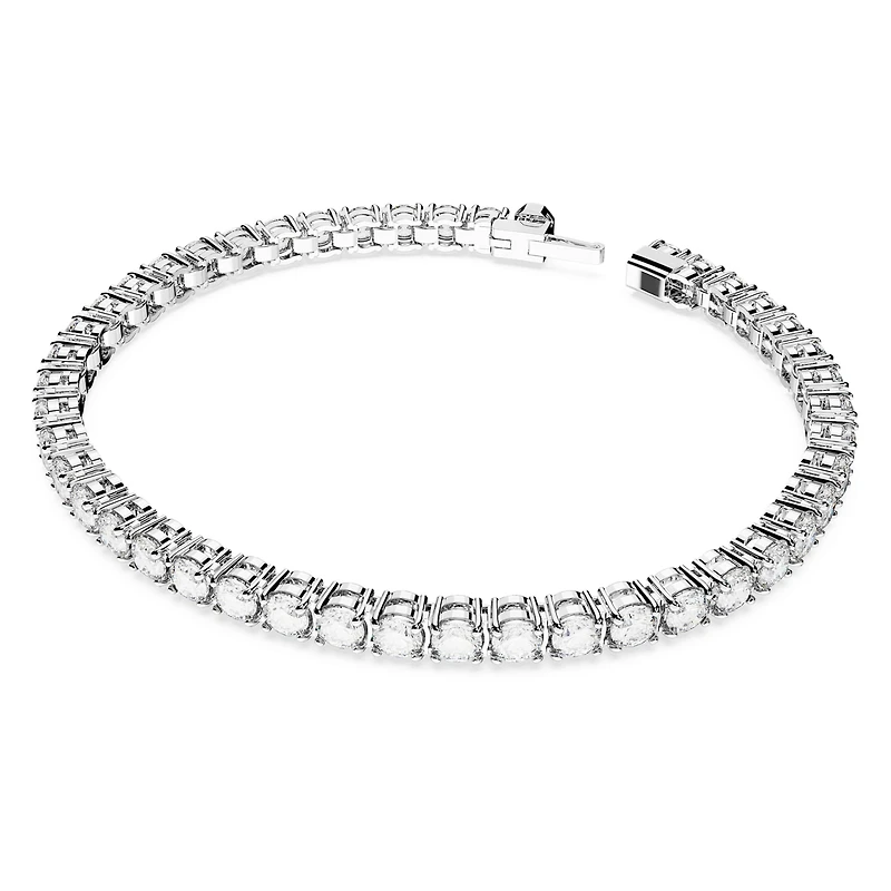 Matrix Tennis bracelet, Round cut, White, Rhodium plated by SWAROVSKI