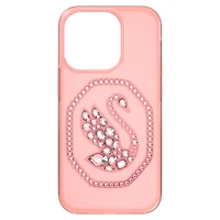 Smartphone case, Swan, iPhone® 14 Pro, Pale pink by SWAROVSKI