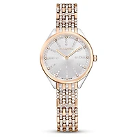 Attract watch, Swiss Made, Pavé, Crystal bracelet, Rose gold tone, Mixed metal finish by SWAROVSKI