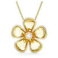 Idyllia pendant, Flower, Large, Yellow, Gold-tone plated by SWAROVSKI