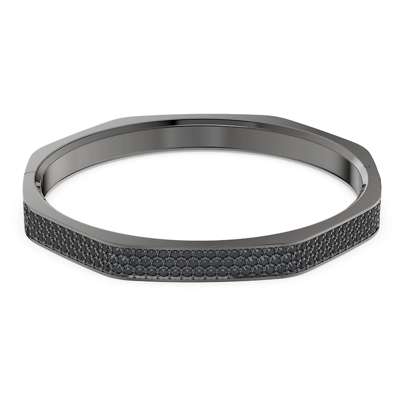 Dextera bangle, Octagon shape, Black, Ruthenium plated by SWAROVSKI