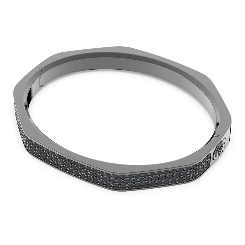 Dextera bangle, Octagon shape, Black, Ruthenium plated by SWAROVSKI