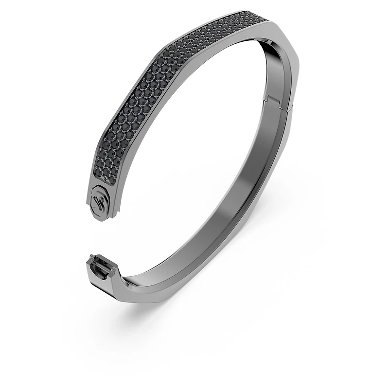 Dextera bangle, Octagon shape, Black, Ruthenium plated by SWAROVSKI