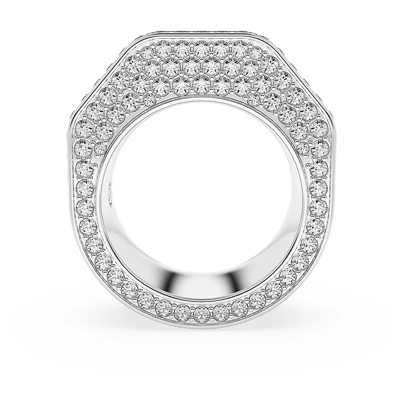 Dextera cocktail ring, Octagon shape, Pavé, White, Rhodium plated by SWAROVSKI