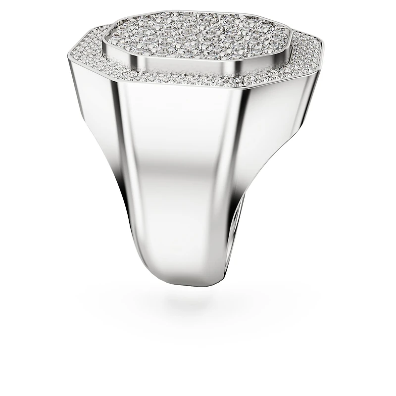 Dextera cocktail ring, Octagon shape, White, Rhodium plated by SWAROVSKI