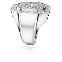 Dextera cocktail ring, Octagon shape, White, Rhodium plated by SWAROVSKI