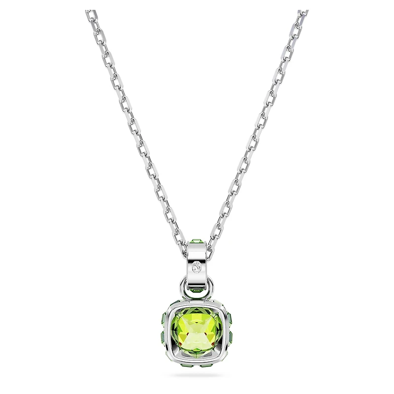 Birthstone pendant, Square cut, August, Green, Rhodium plated by SWAROVSKI