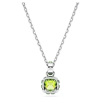 Birthstone pendant, Square cut, August, Green, Rhodium plated by SWAROVSKI