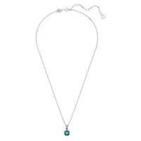 Birthstone pendant, Square cut, December, Blue, Rhodium plated by SWAROVSKI