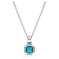 Birthstone pendant, Square cut, December, Blue, Rhodium plated by SWAROVSKI
