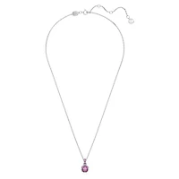 Birthstone pendant, Square cut, February, Purple, Rhodium plated by SWAROVSKI