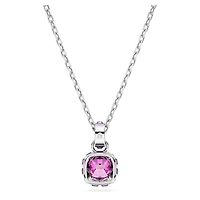 Birthstone pendant, Square cut, February, Purple, Rhodium plated by SWAROVSKI