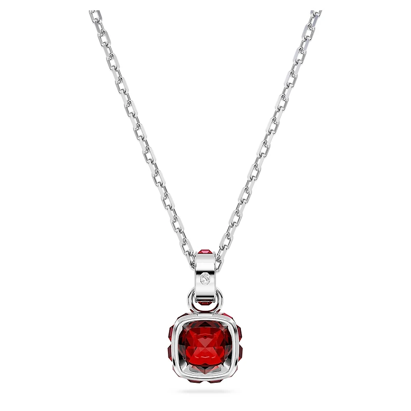 Birthstone pendant, Square cut, January, Red, Rhodium plated by SWAROVSKI