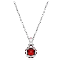 Birthstone pendant, Square cut, January, Red, Rhodium plated by SWAROVSKI