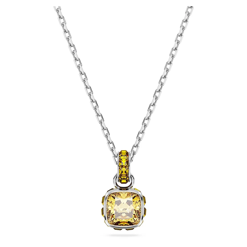 Birthstone pendant, Square cut, November, Yellow, Rhodium plated by SWAROVSKI