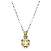 Birthstone pendant, Square cut, November, Yellow, Rhodium plated by SWAROVSKI