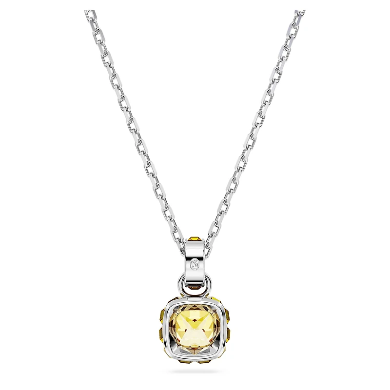 Birthstone pendant, Square cut, November, Yellow, Rhodium plated by SWAROVSKI