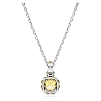 Birthstone pendant, Square cut, November, Yellow, Rhodium plated by SWAROVSKI