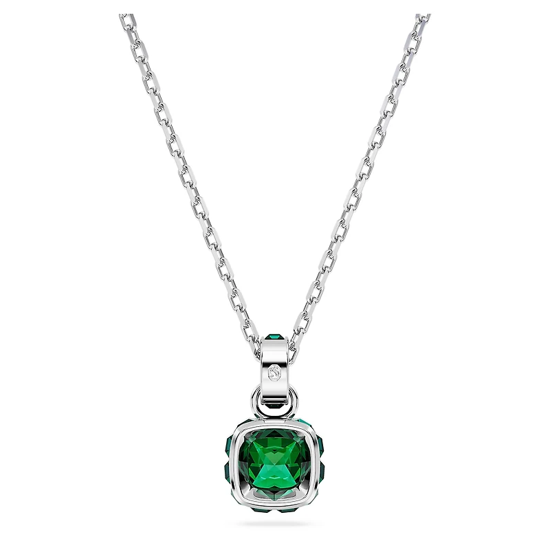 Birthstone pendant, Square cut, May, Green, Rhodium plated by SWAROVSKI