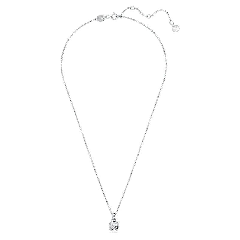 Birthstone pendant, Square cut, March, Blue, Rhodium plated by SWAROVSKI