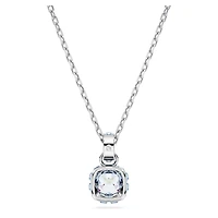 Birthstone pendant, Square cut, March, Blue, Rhodium plated by SWAROVSKI
