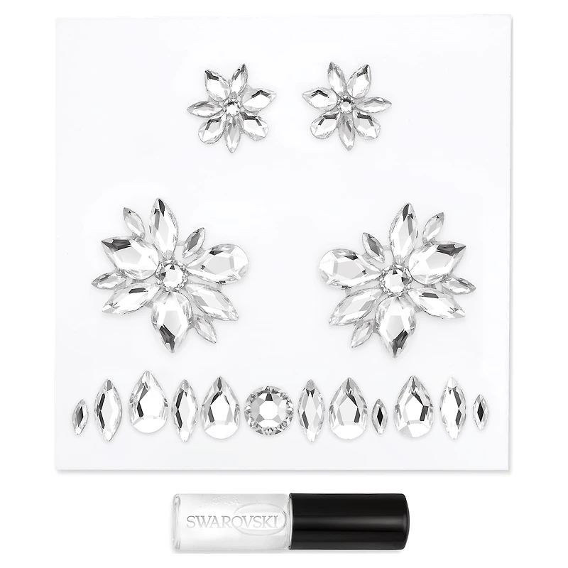 Body jewel, Set (5), Mixed cuts, Flower, White by SWAROVSKI