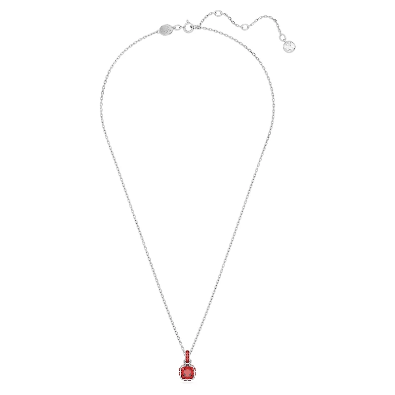 Birthstone pendant, Square cut, July, Red, Rhodium plated by SWAROVSKI