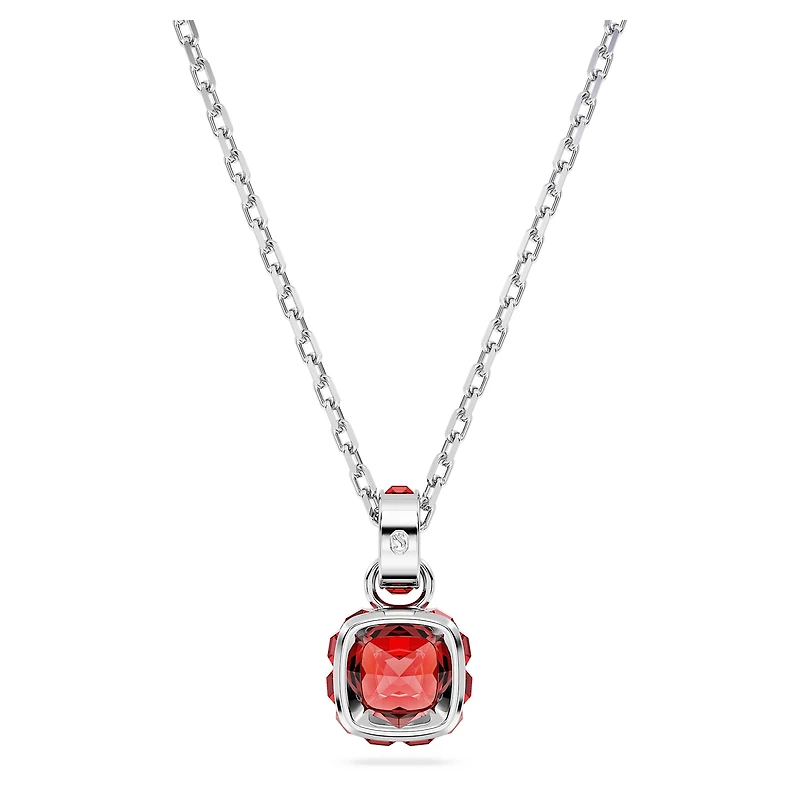 Birthstone pendant, Square cut, July, Red, Rhodium plated by SWAROVSKI