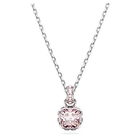 Birthstone pendant, Square cut, June, Pink, Rhodium plated by SWAROVSKI
