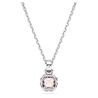 Birthstone pendant, Square cut, June, Pink, Rhodium plated by SWAROVSKI
