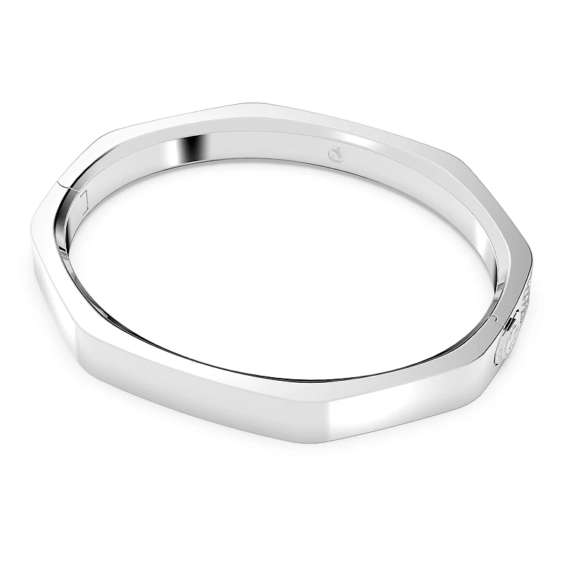 Dextera bangle, Octagon shape, White, Rhodium plated by SWAROVSKI