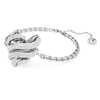 Volta bracelet, Heart, White, Rhodium plated by SWAROVSKI