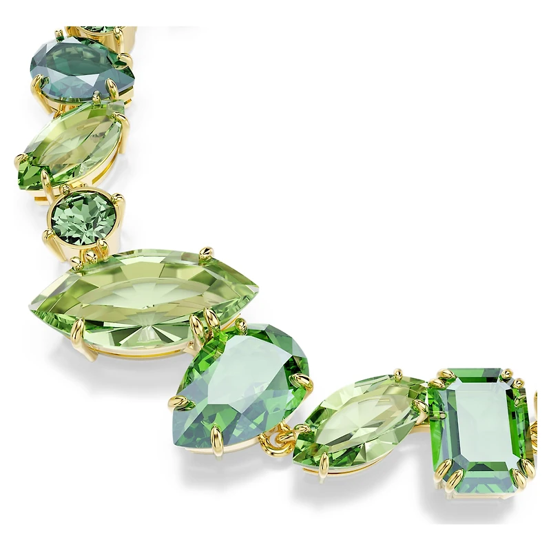 Gema bracelet, Mixed cuts, Green, 18K gold finish