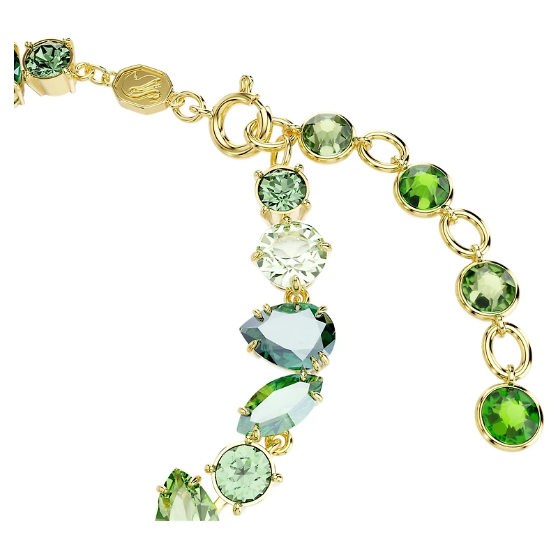 Gema bracelet, Mixed cuts, Green, 18K gold finish