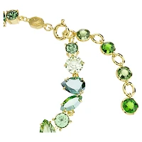 Gema bracelet, Mixed cuts, Green, 18K gold finish