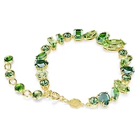 Gema bracelet, Mixed cuts, Green, 18K gold finish