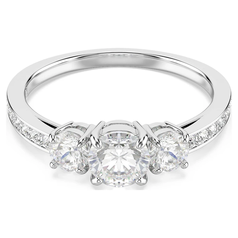 Stilla Attract ring, Round cut, White, Silver-tone finish by SWAROVSKI