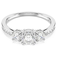 Stilla Attract ring, Round cut, White, Silver-tone finish by SWAROVSKI