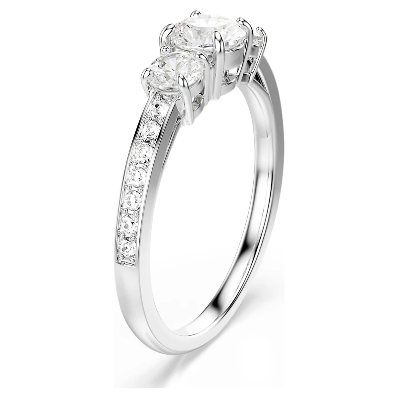 Stilla Attract ring, Round cut, White, Silver-tone finish by SWAROVSKI