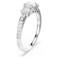 Stilla Attract ring, Round cut, White, Silver-tone finish by SWAROVSKI