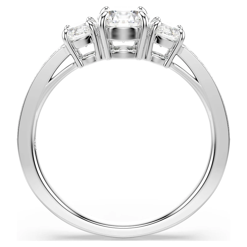 Stilla Attract ring, Round cut, White, Silver-tone finish by SWAROVSKI