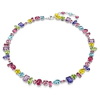 Gema necklace, Mixed cuts, Multicoloured, Rhodium plated by SWAROVSKI