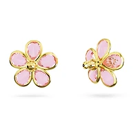 Florere stud earrings, Flower, Pink, Gold-tone plated by SWAROVSKI
