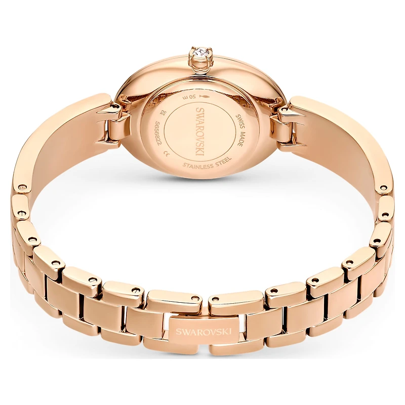 Crystal Rock oval watch, Swiss Made, Crystal bracelet, Blue, Rose gold-tone finish by SWAROVSKI