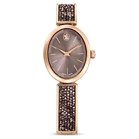 Crystal Rock oval watch, Swiss Made, Crystal bracelet, Grey