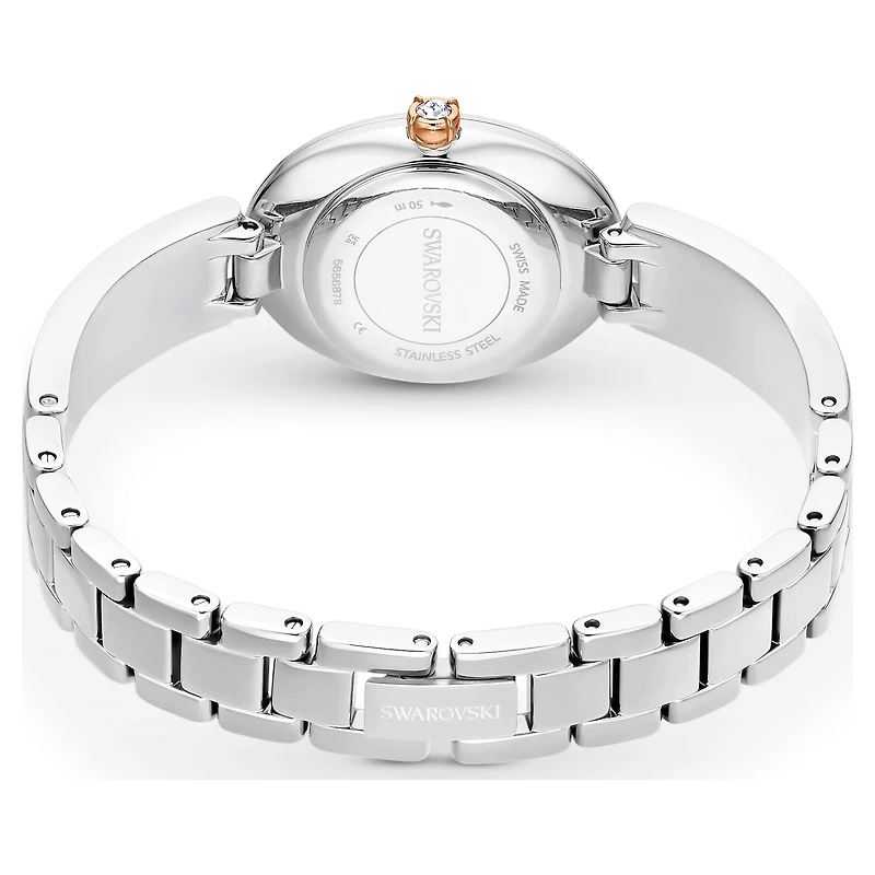 Crystal Rock oval watch, Swiss Made, Crystal bracelet, White, Stainless steel by SWAROVSKI